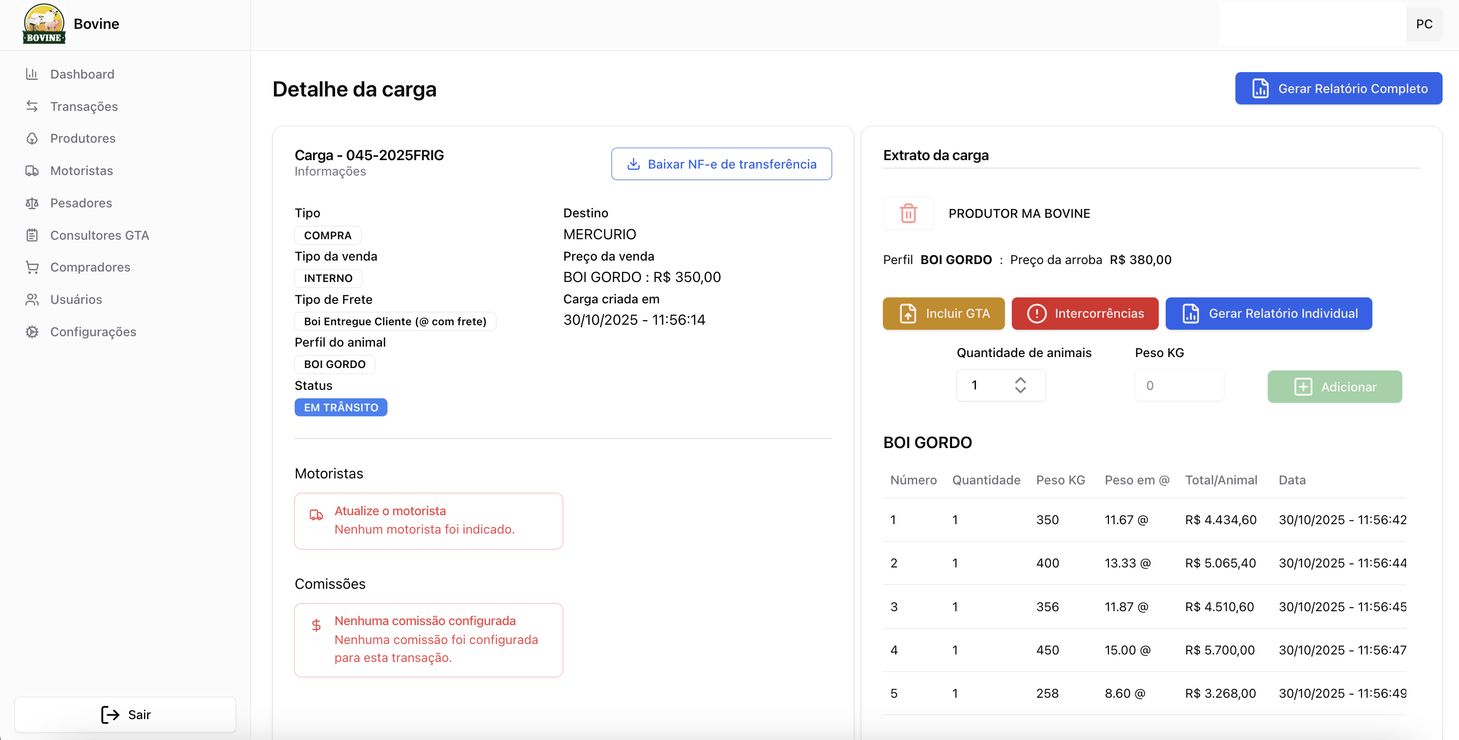 Plataforma para Gestão de Bovinos